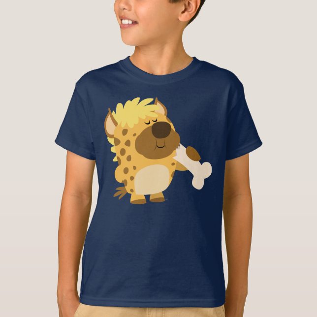 Cartoon Hyena Crushing a Bone Children T-Shirt (Front)