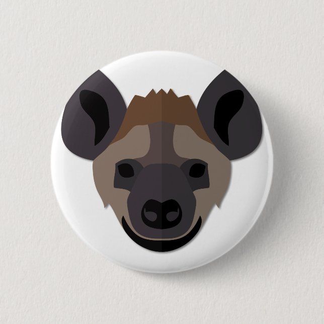 Cartoon Hyena Head Pinback Button (Front)