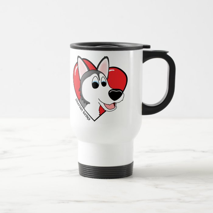 Cartoon I Love my Siberian Husky Mug