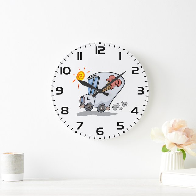 Cartoon Ice Cream Truck Fun Summer Dessert Large Clock (Creator Uploaded)