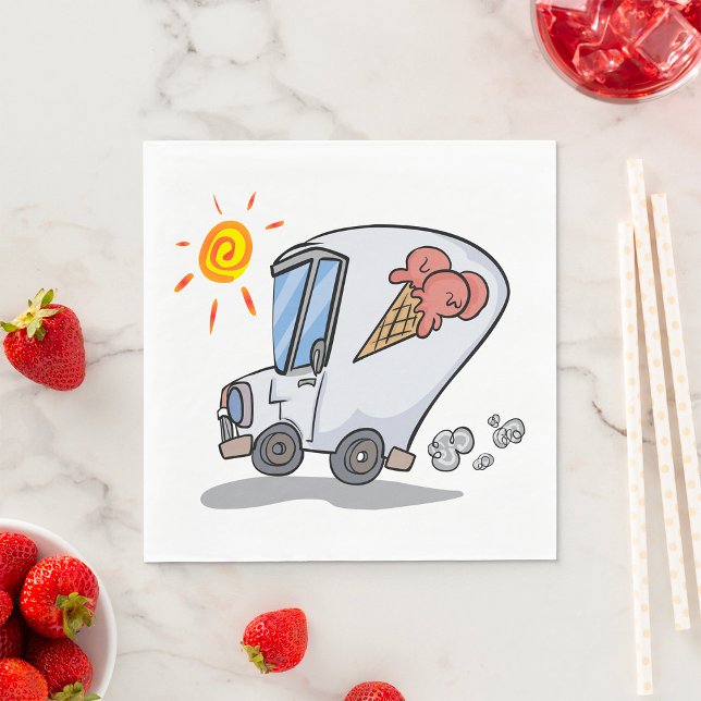Cartoon Ice Cream Truck Fun Summer Dessert Napkins (Creator Uploaded)