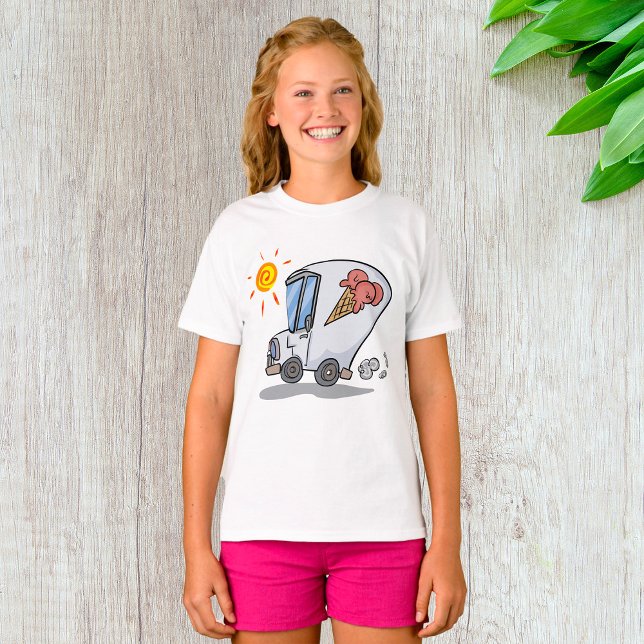 Cartoon Ice Cream Truck Fun Summer Dessert T-Shirt (Creator Uploaded)
