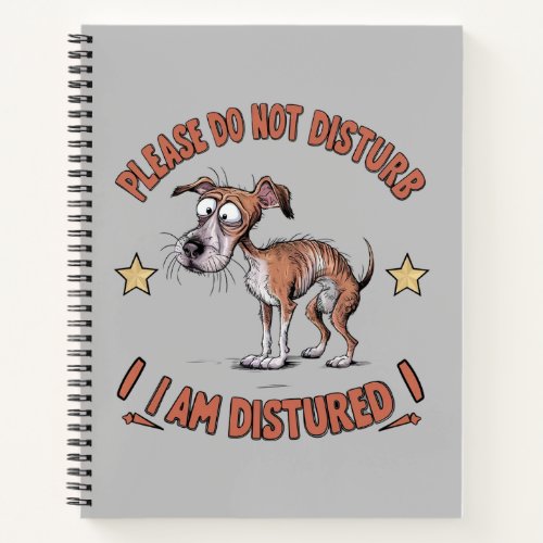 Cartoon illustration featuring a disheveled dog3 notebook