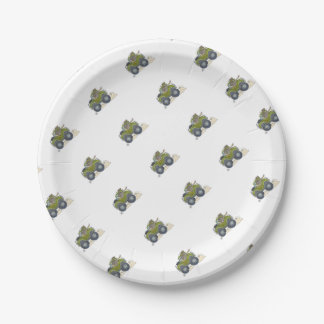 Cartoon illustration of a Elephant driving a jeep. Paper Plates