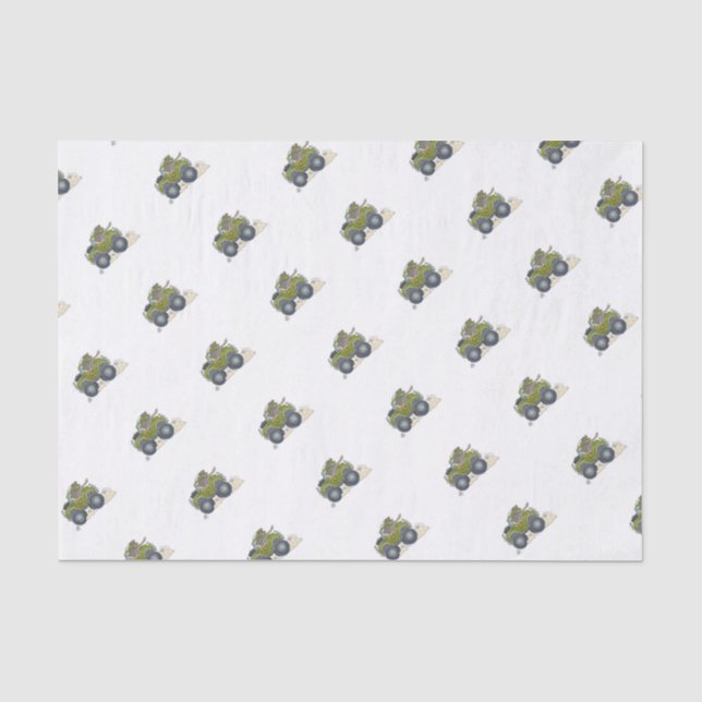 Cartoon illustration of a Elephant driving a jeep. Tissue Paper (Front)