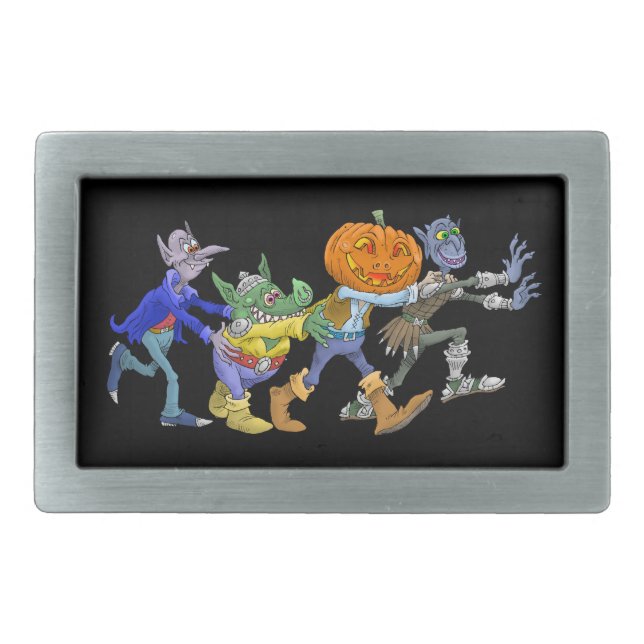Cartoon illustration of a Halloween congo. Rectangular Belt Buckle (Front)