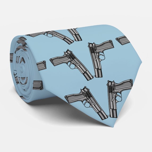 Cartoon Illustration Of A Modern Pistol Neck Tie (Rolled)