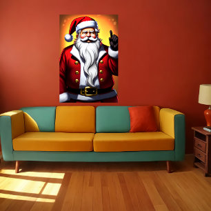 Cartoon illustration Santa Claus   AI Art Poster