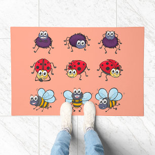 Cartoon Insects Funny Bees Ladybugs Spiders Doormat