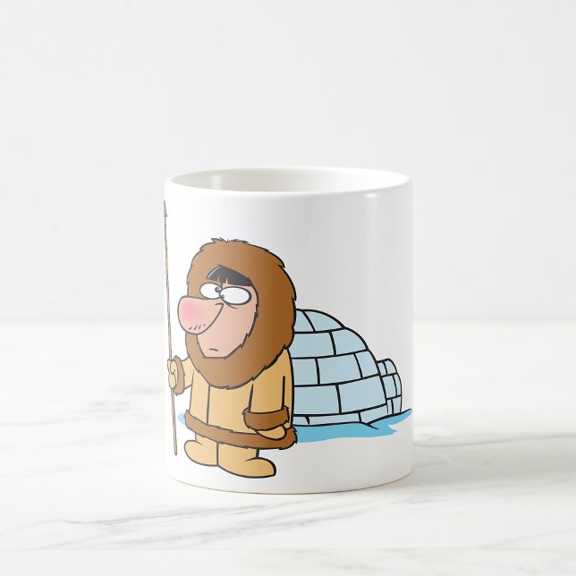 Cartoon Inuit Eskimo with Spear and Igloo Coffee Mug (Creator Uploaded)