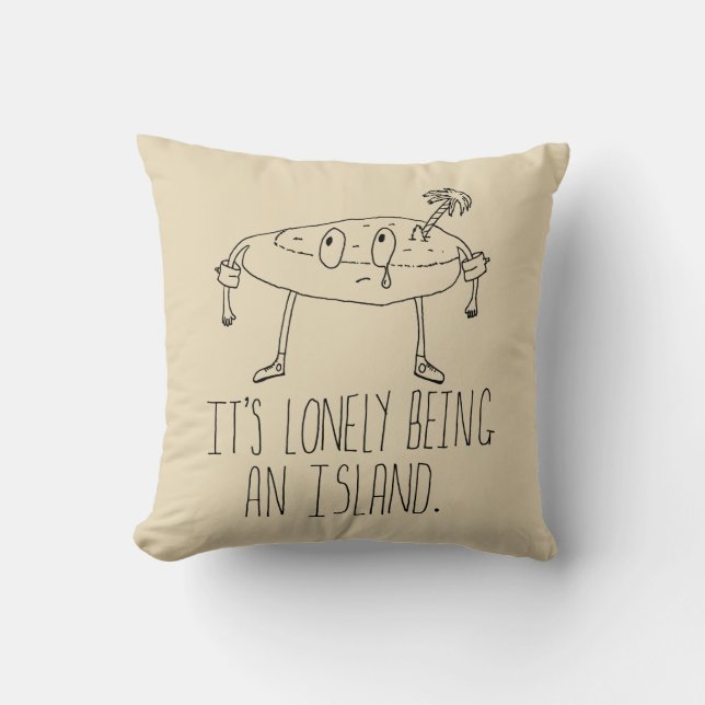 Cartoon Island Throw Pillow (Front)