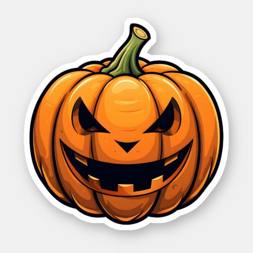 Cartoon Jack_O_Lantern Halloween Orange Pumpkin Sticker