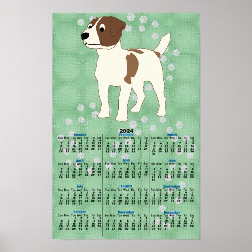 Cartoon Jack Russell Terrier 2024 Calendar Poster