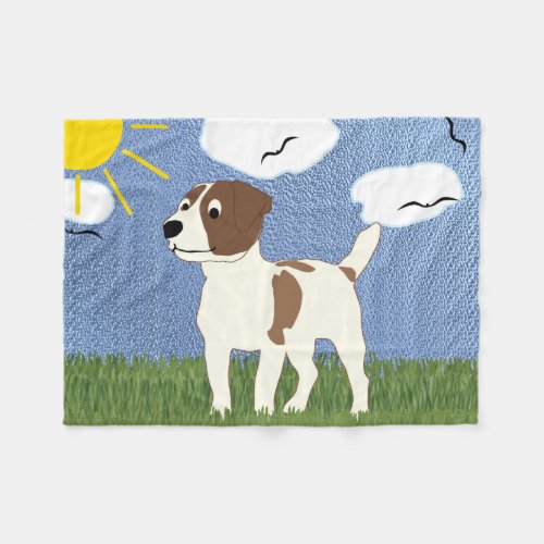 Cartoon Jack Russell Terrier Fleece Blanket