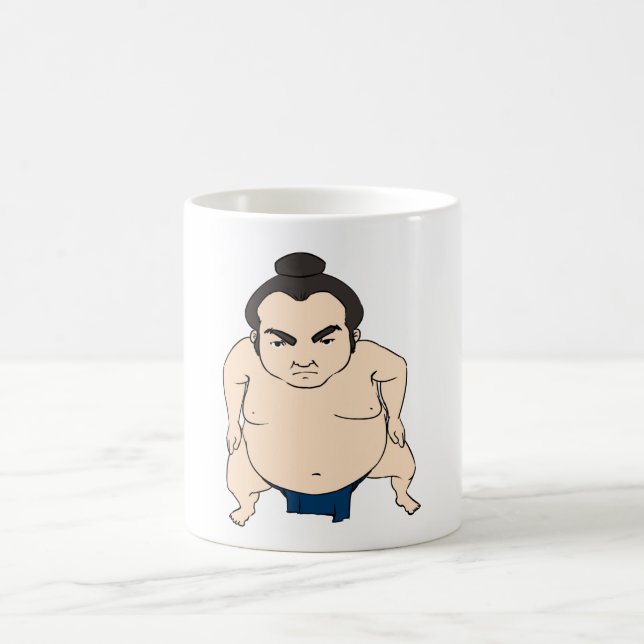 Cartoon Japanese Sumo Wrestler Coffee Mug (Center)