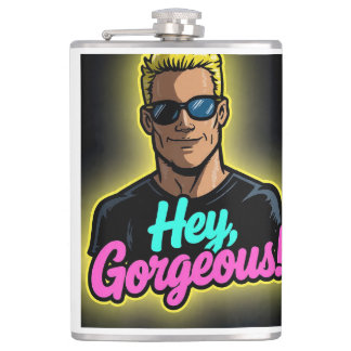 Cartoon Johnny Bravo–Style Character Flask