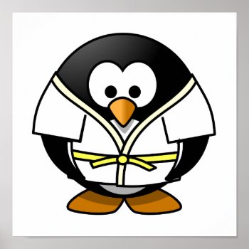 Cartoon Judo Penguin Poster by ZooCute at Zazzle