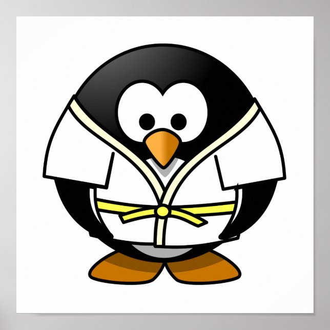 Cartoon Judo Penguin Poster (Front)