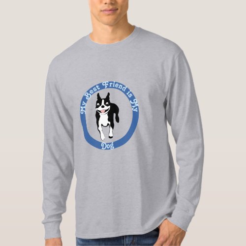 Cartoon Jumping Boston Terrier Dog T_Shirt