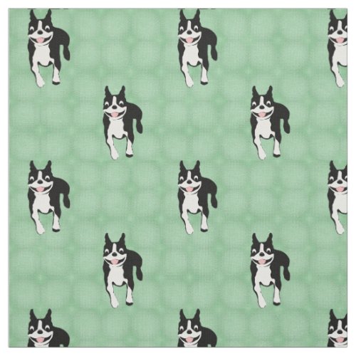 Cartoon Jumping Boston Terrier Fabric