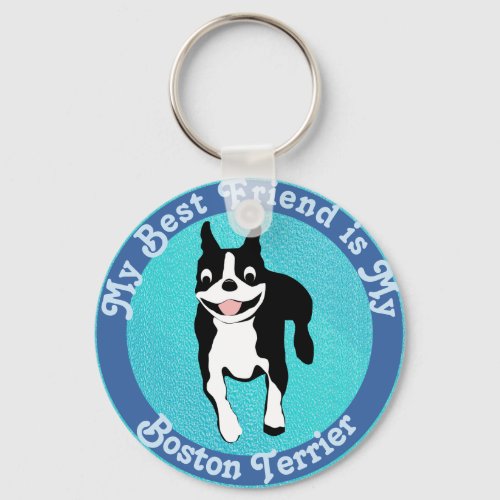 Cartoon Jumping Boston Terrier Keychain