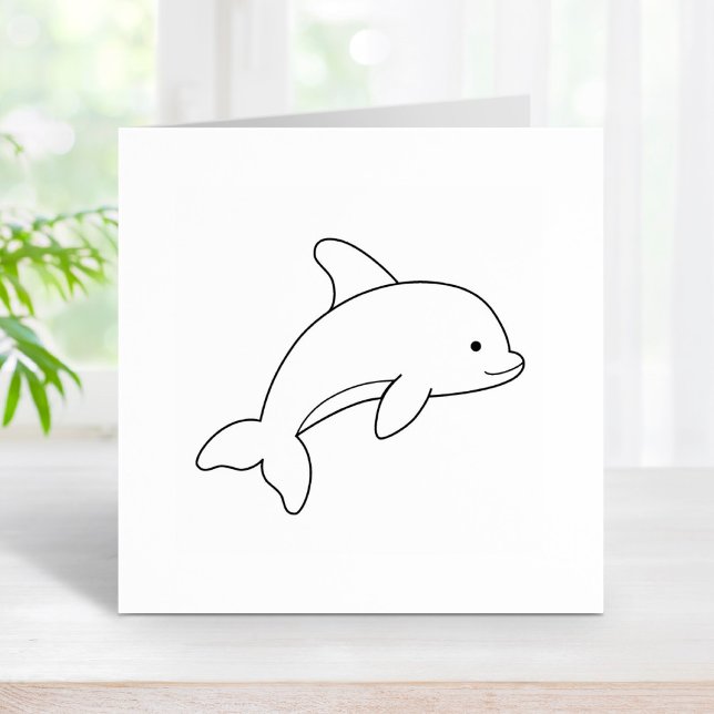 Cartoon Jumping Dolphin Color Me Rubber Stamp (Creator Uploaded)