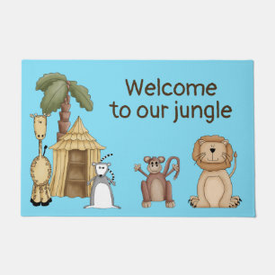 Cartoon Jungle Animals Door Mat