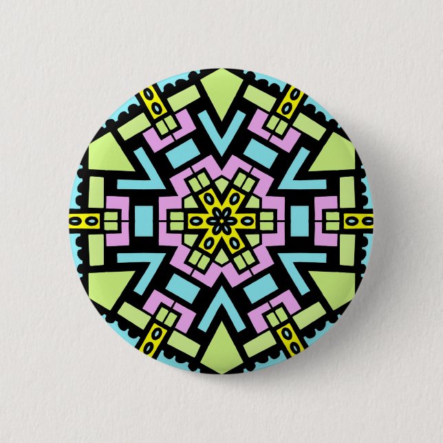 Cartoon Kaleidoscope Pinback Button (Front)