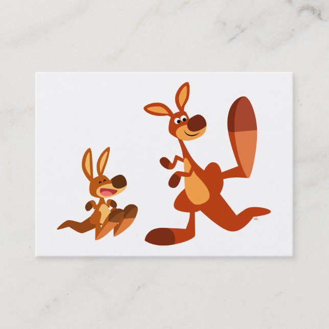 Cartoon Kangaroo Dad and Son ACEO/Business card (Front)