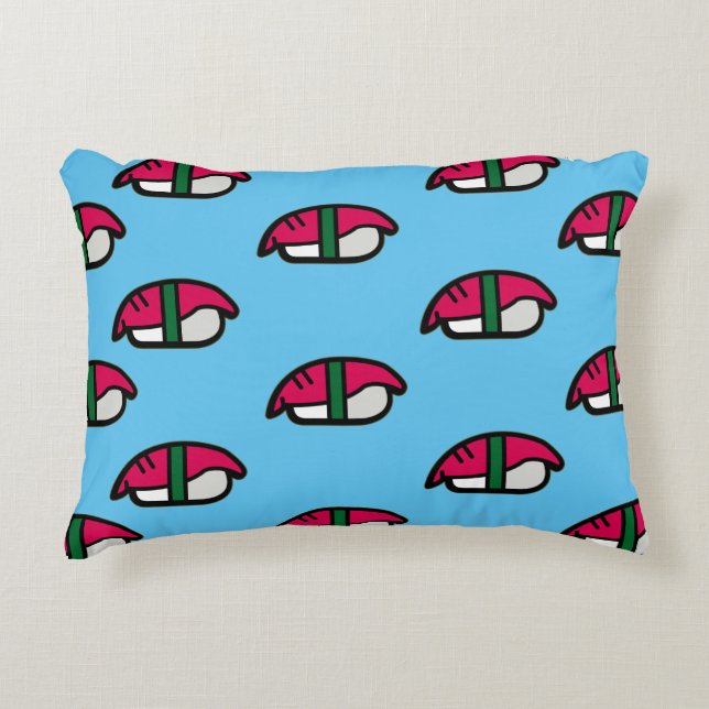 Cartoon Kawaii Sushi, Fish Rice & Seaweed Accent Pillow (Front)