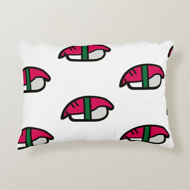 Cartoon Kawaii Sushi, Fish Rice & Seaweed Accent Pillow (Front)