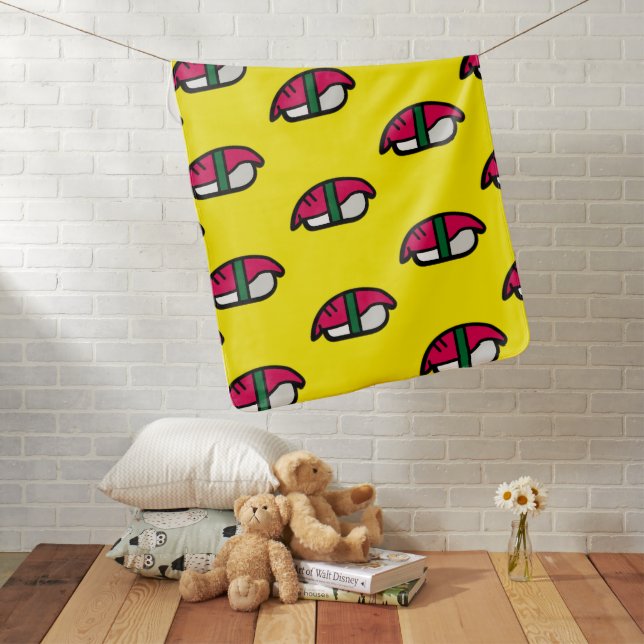 Cartoon Kawaii Sushi, Fish Rice & Seaweed Baby Bla Baby Blanket (In Situ)