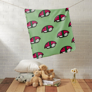 Cartoon Kawaii Sushi, Fish Rice & Seaweed Baby Bla Baby Blanket
