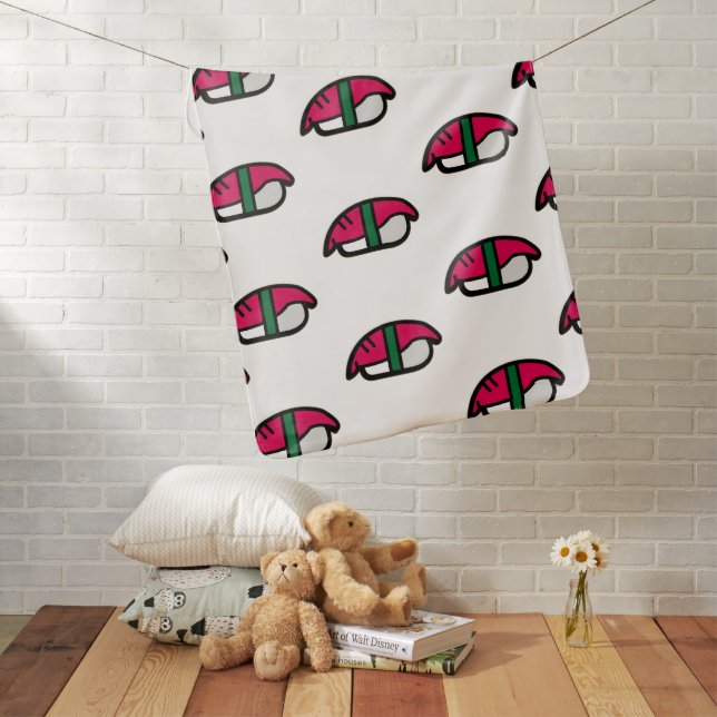 Cartoon Kawaii Sushi, Fish Rice & Seaweed Baby Blanket (In Situ)