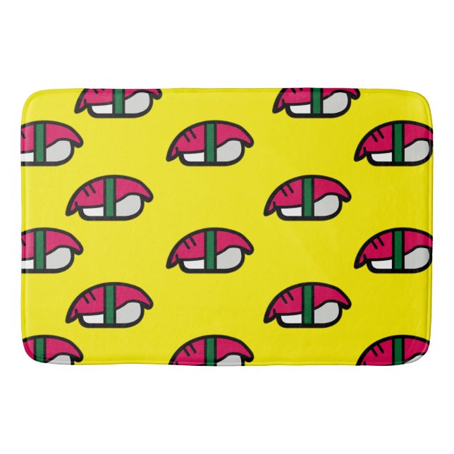Cartoon Kawaii Sushi, Fish Rice & Seaweed Bath Mat (Front)
