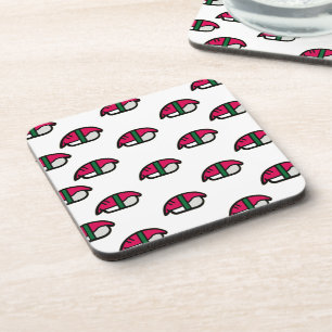 Cartoon Kawaii Sushi, Fish Rice & Seaweed Beverage Coaster