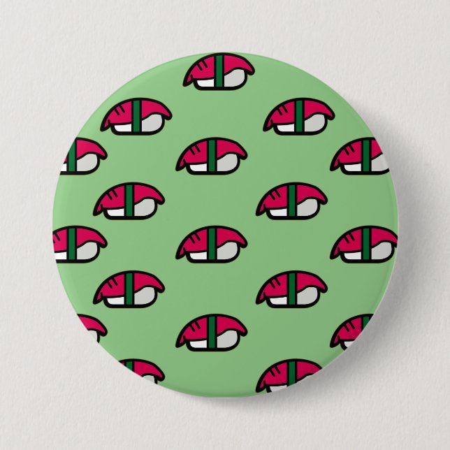 Cartoon Kawaii Sushi, Fish Rice & Seaweed Button (Front)
