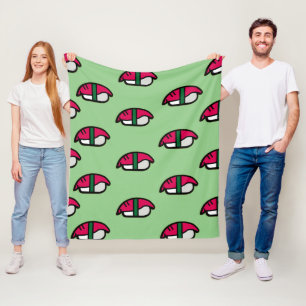 Cartoon Kawaii Sushi, Fish Rice & Seaweed Fleece Blanket
