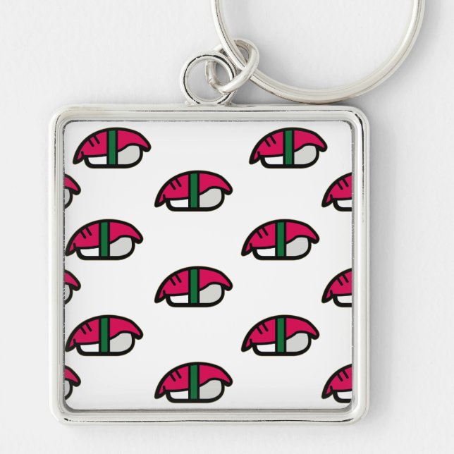 Cartoon Kawaii Sushi, Fish Rice & Seaweed Keychain (Front)
