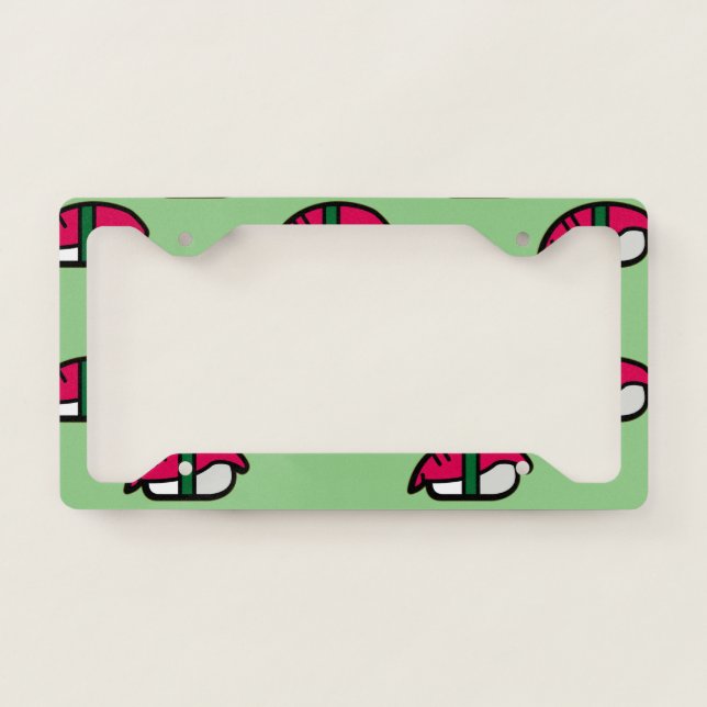 Cartoon Kawaii Sushi, Fish Rice & Seaweed License  License Plate Frame (Front)