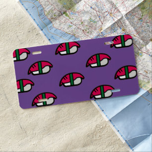 Cartoon Kawaii Sushi, Fish Rice & Seaweed License Plate