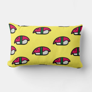 Cartoon Kawaii Sushi, Fish Rice & Seaweed Lumbar Pillow
