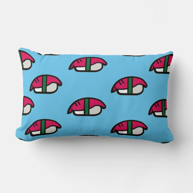 Cartoon Kawaii Sushi, Fish Rice & Seaweed Lumbar Pillow (Front)