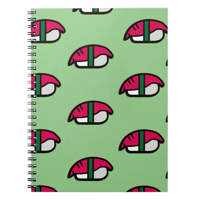 Cartoon Kawaii Sushi, Fish Rice & Seaweed Notebook (Front)