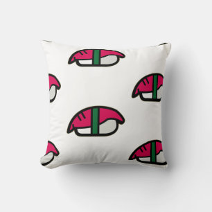 Cartoon Kawaii Sushi, Fish Rice & Seaweed Throw Pillow