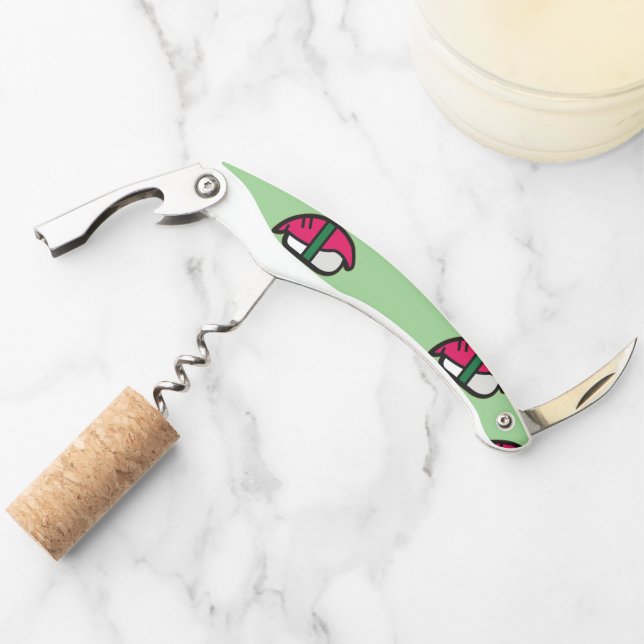 Cartoon Kawaii Sushi, Fish Rice & Seaweed Waiter's Waiter's Corkscrew (Front)