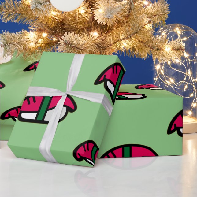 Cartoon Kawaii Sushi, Fish Rice & Seaweed Wrapping Paper (Holidays)