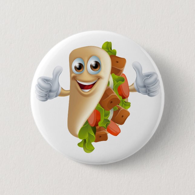 Cartoon Kebab Man Button (Front)
