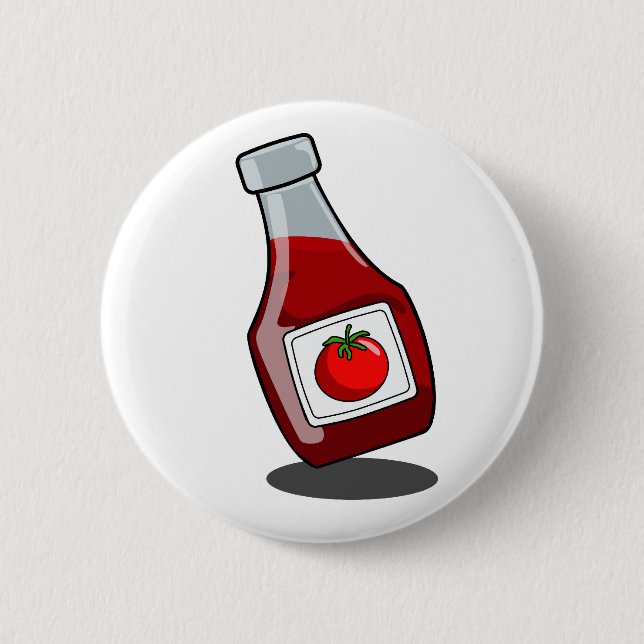 Cartoon Ketchup Bottle Button (Front)