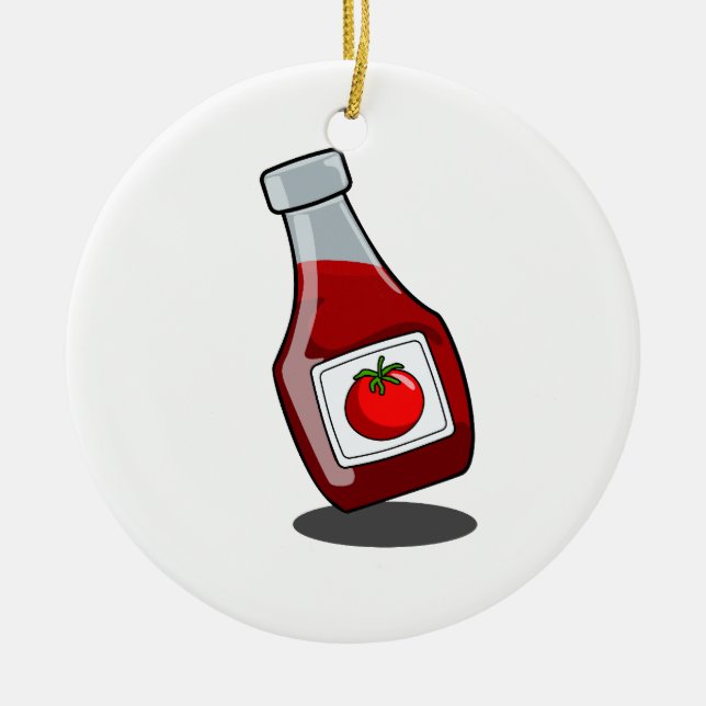 Cartoon Ketchup Bottle Ornament (Front)